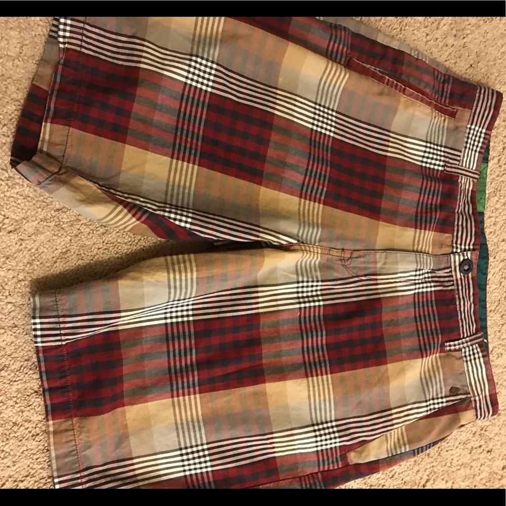 Volcom Plaid Shorts - Red and Tan